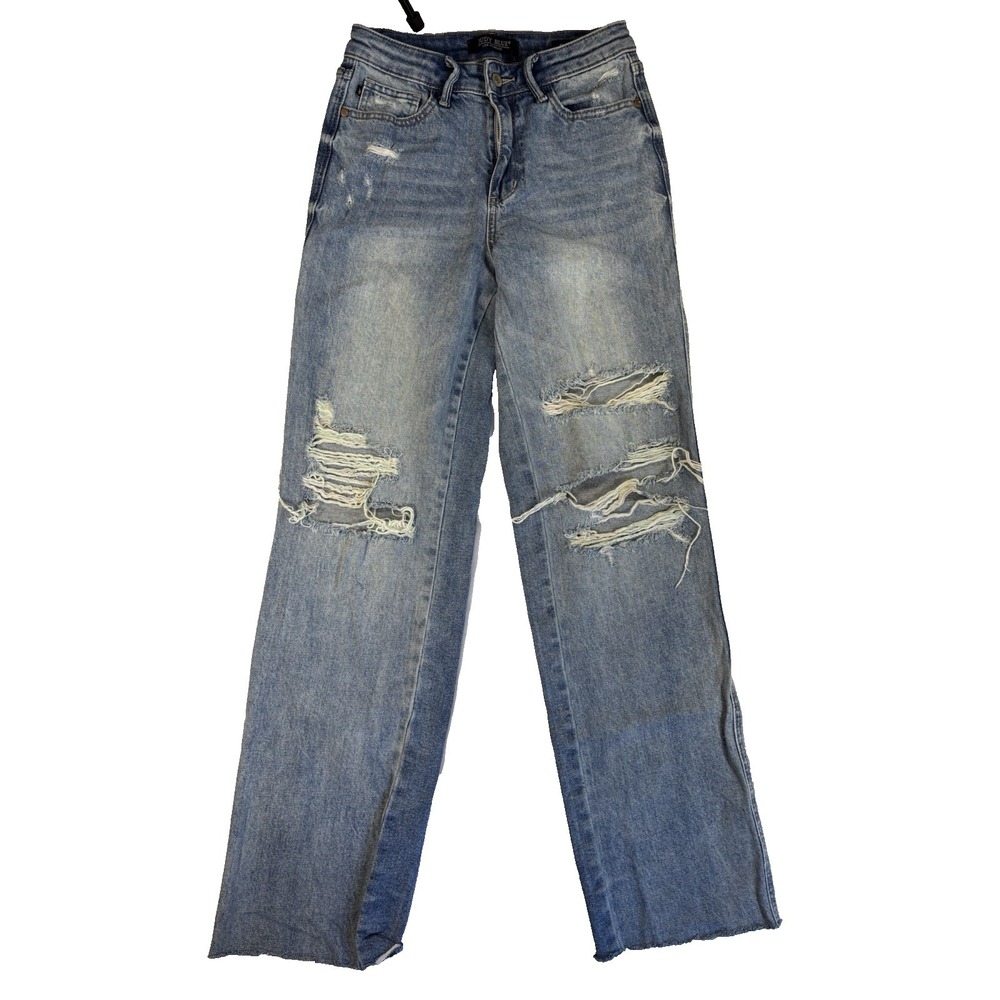 Judy Blue‎ Women's 0/24 90's Straight Ripped Jeans Classic Festival Y2K Baggy